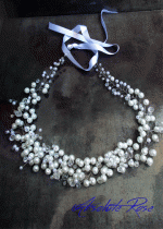 Сватбена украса за коса - диадема с перли и кристали Perfection of White Long